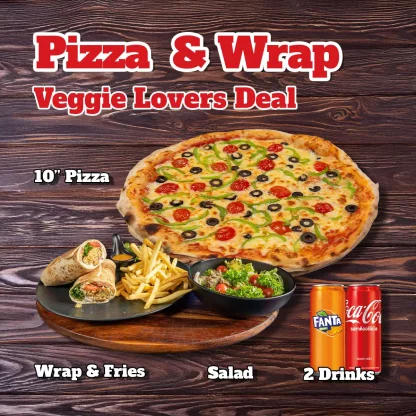 Veggie Lover's Pizza and Wrap